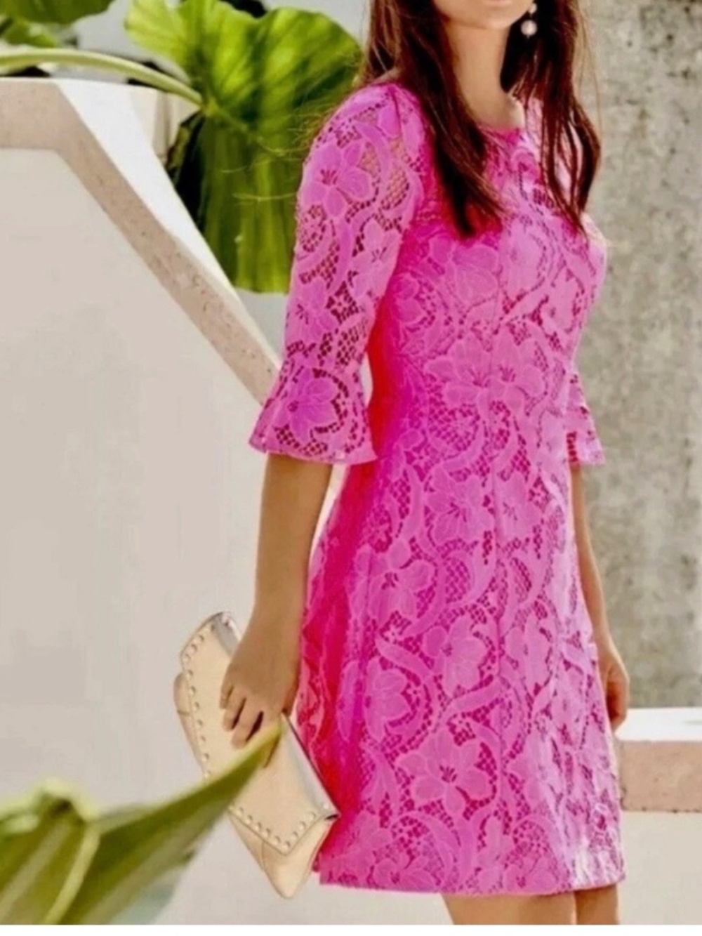 NWT Lilly Pulitzer Pink Tropics Allyson Sheath Dress Floral Vines Lace